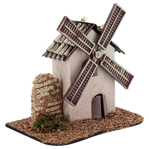 Mulino a vento senza movimento 15x5x10 cm presepe 8-10 cm 3