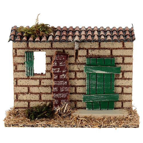 Facciata casetta porta e finestra verde 15x5x10 cm presepe 8-10 cm 1
