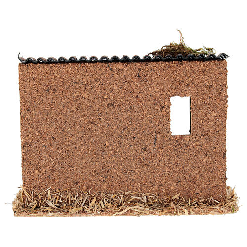 Fasada domku z zielonymi drzwiami i oknem, 15x5x10 cm, szopka 8-10 cm 4