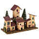 Gruppo casette a schiera con pini 20x10x15 cm presepe 8-10 cm s3