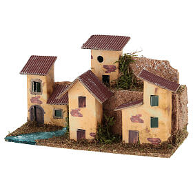 Ensemble de maisons en rangée avec ruisseau 20x10x10 cm crèche 8-10 cm
