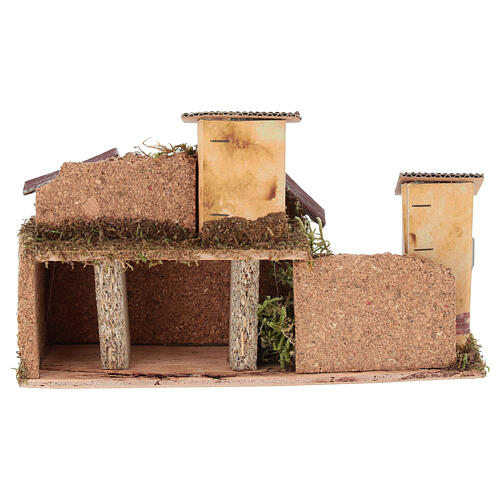Gruppo casette a schiera con ruscello 20x10x10 cm presepe 8-10 cm 4