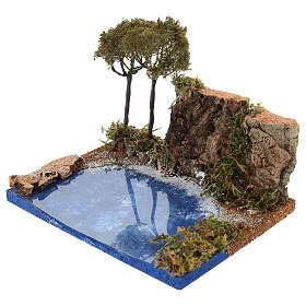 Falaise avec plan d'eau deux pins maritimes 20x15x15 cm crèche 8-10 cm