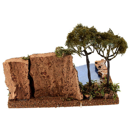 Penhasco com espelho de água e dois pinheiros marítimos 20x15x15 cm para presépio 8-10 cm 4