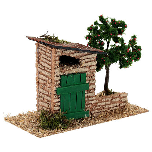 Barn with apple tree, 20x10x10 cm, for 4-6 cm Nativity Scene 3