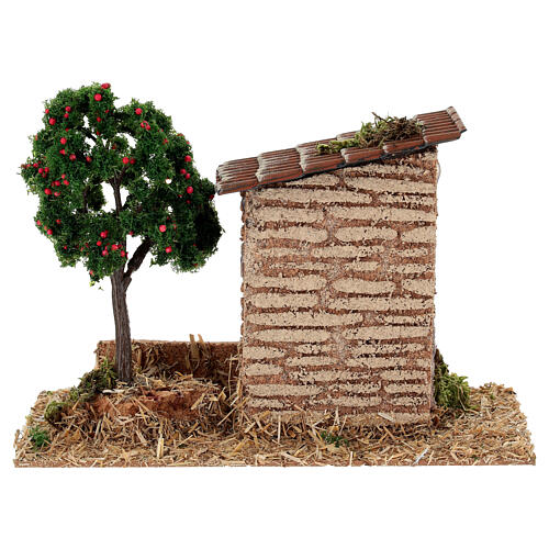 Rimessa fienile con albero di mele 20x10x10 cm presepe 4-6 cm 4