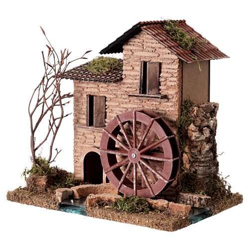 Mulino con ruscello e movimento 25x15x20 cm presepe 8-10 cm 3