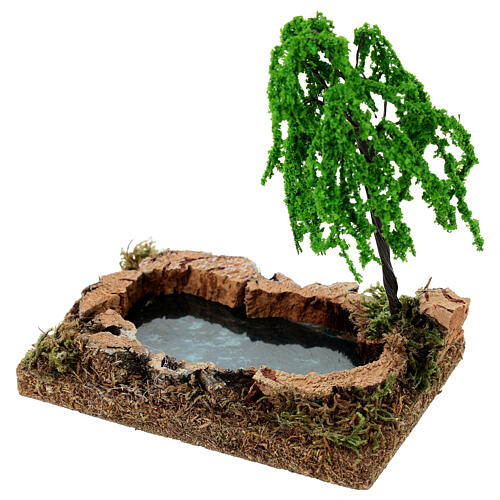 Lake with weeping willow, 15x10x15 cm, for 8-10 cm Nativity Scene 2