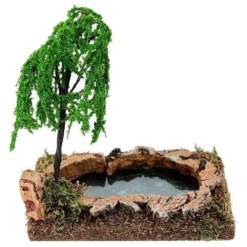 Lake with weeping willow 15x10x15 cm for 8-10 cm nativity 3