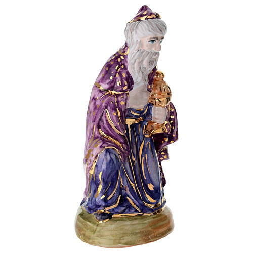 Heiliger König, kniend, mit Weihrauchgefäß, 20 cm Krippe, handbemalt – Dellarte Ceramiche 4