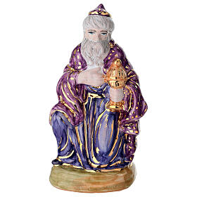 Roi Mage à genoux Dellarte Ceramiche peint à la main 20 cm