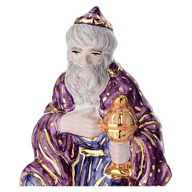 Roi Mage à genoux Dellarte Ceramiche peint à la main 20 cm