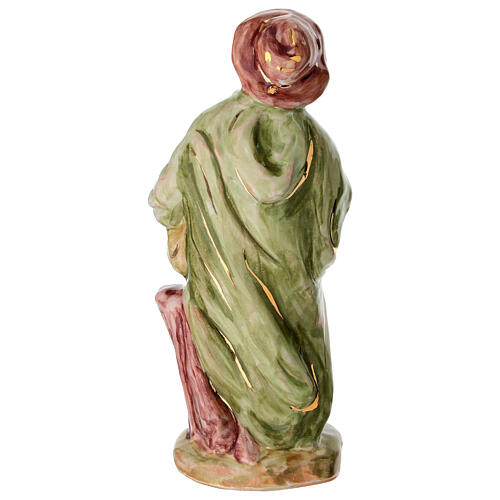 Joueur de cornemuse figurine crèche Dellarte Ceramiche 20 cm peint à la main 4