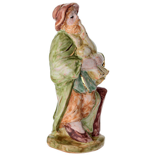 Zampognaro statuina presepe Dellarte Ceramiche 20 cm dipinto a mano 3