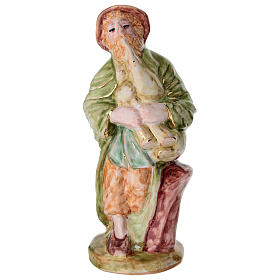 Estátua de tocador de gaita para presépio Dellarte Ceramiche 20 cm pintada à mão