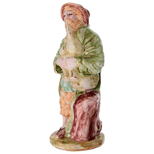 Bagpiper Nativity Figurine Dellarte Ceramics 20 cm Hand-painted 2