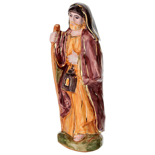 Statue de Saint Joseph crèche Dellarte Ceramiche 20 cm peinte à la main 3