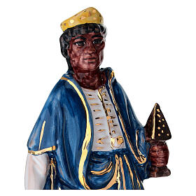 Rei Mago negro presépio Dellarte Ceramiche pintado à mão 20 cm