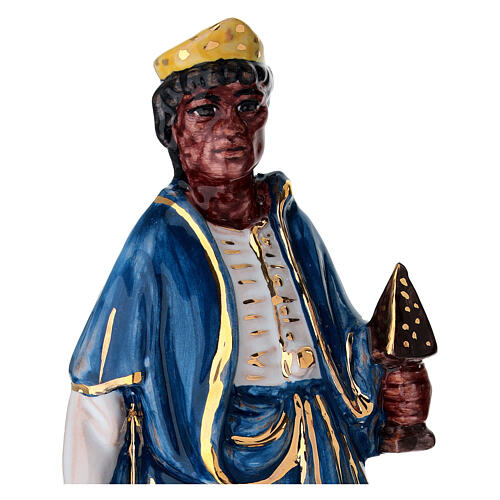 Rei Mago negro presépio Dellarte Ceramiche pintado à mão 20 cm 2