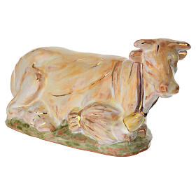Boi para presépio Dellarte Ceramiche 20 cm pintado à mão