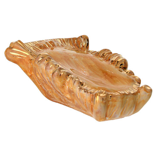 Baby Jesus and manger, hand-painted Nativity statue, 20 cm, Dellarte Ceramiche 3