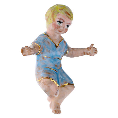 Estátua do Menino Jesus na manjedoura para presépio 20 cm pintada à mão Dellarte Ceramiche 2