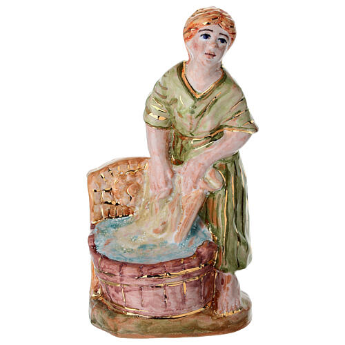 Laundress for Nativity Scene, 20 cm, hand-painted figurine by Dellarte Ceramiche 1