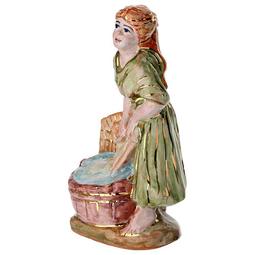 Lavandaia presepe 20 cm Dell'Arte Ceramiche dipinto a mano 3