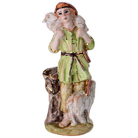 Pastore pecora spalle presepe 20 cm Dell'arte Ceramiche dipinto a mano