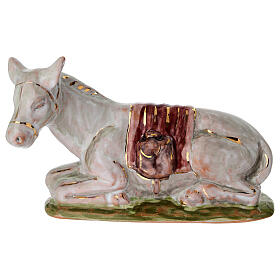 Asino dipinto a mano presepe 20 cm Dell'Arte Ceramiche
