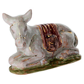 Asino dipinto a mano presepe 20 cm Dell'Arte Ceramiche