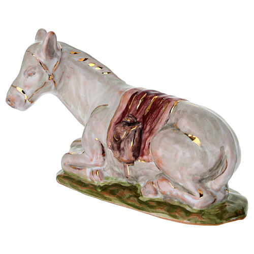 Burro pintado à mão para presépio 20 cm Dellarte Ceramiche 3