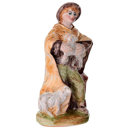 Hirte mit Lamm im Arm, 20 cm Krippe, handbemalt – Dellarte Ceramiche 4