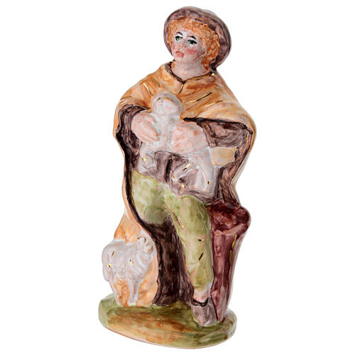 Shepherd with lamb in his arms, hand-painted 20 cm Nativity Scene by Dellarte Ceramiche 3