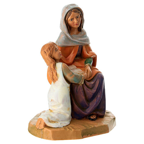Sitzende Heilige Anna mit Mädchen – Fontanini, passend für 12 cm Krippenfiguren-Serie 2