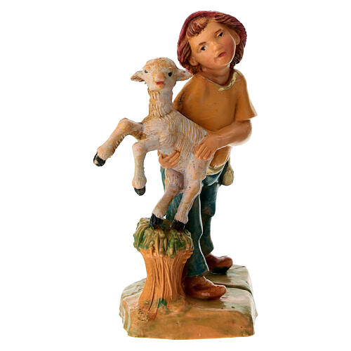 Fils avec agneau dans les bras crèche Fontanini 12 cm 2