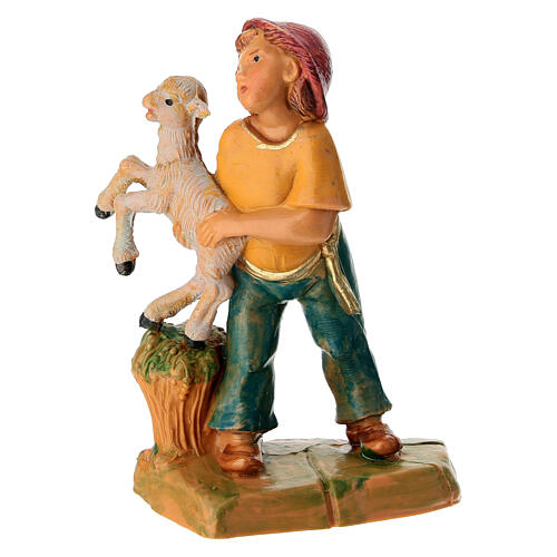 Fils avec agneau dans les bras crèche Fontanini 12 cm 3