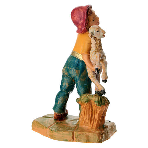 Filho com cordeiro no braço presépio Fontanini 12 cm 4