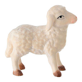 Oil painted wood lamb for Val Gardena Nativity Scene, Leonardo collection