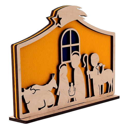 Nativité bois feutre coloré style moderne SPIRA 18x25 cm 3