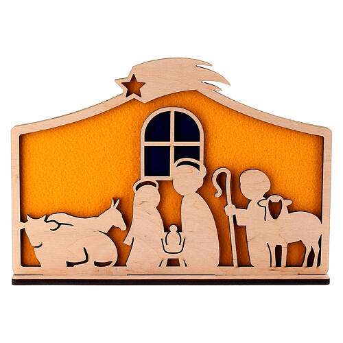 Natività legno feltro colorato stile moderno SPIRA 18x25 cm 1