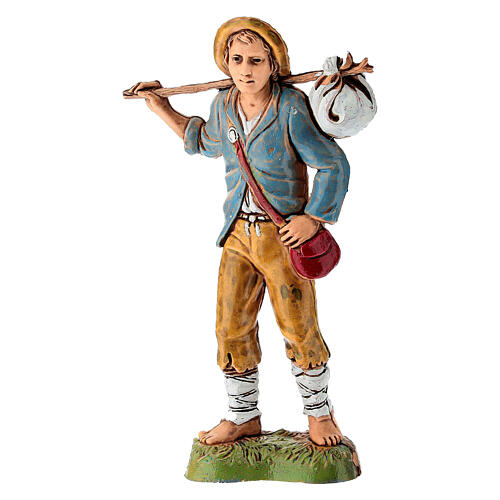 Pastore giovane presepe 10 cm con fagotto Moranduzzo 1