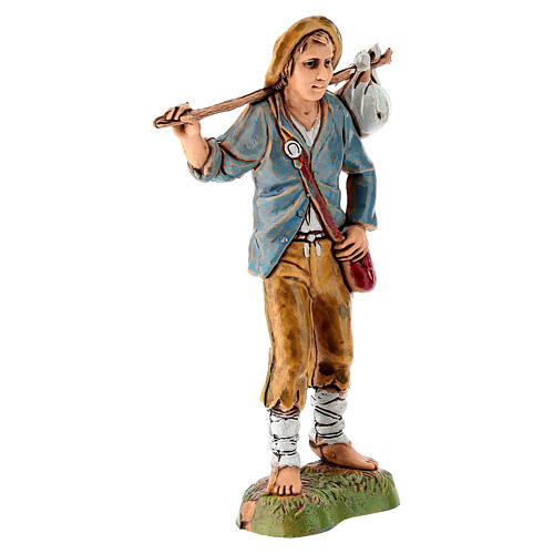 Young shepherd 10 cm with bagpipe for Moranduzzo Nativity Scene 2