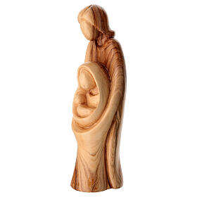 Sacra famiglia 25 cm legno d'ulivo Terrasanta volto stilizzato