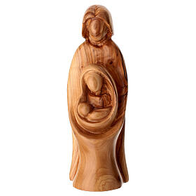 Statua legno d'ulivo Sacra Famiglia 20 cm Terrasanta