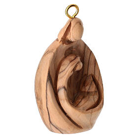 Holy Family olive wood Christmas ornament 5 cm, Holy Land