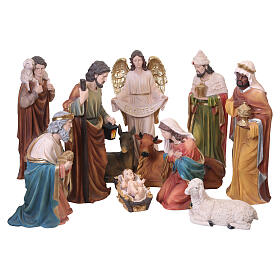 Scène de crèche complète en résine 80 cm 11 pièces