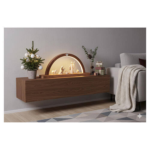 Arco navideño de madera Natividad colección Aram LED belén Val Gardena 20x45x5 cm 2