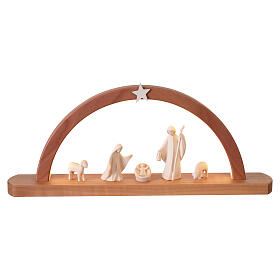 Arco natalizio in legno Natività collezione Aram LED presepe Val Gardena 20x45x5 cm