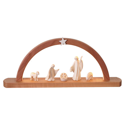 Arco natalizio in legno Natività collezione Aram LED presepe Val Gardena 20x45x5 cm 1
